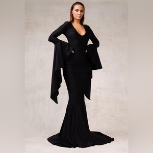 Morticia Puddle Train Gown Dress